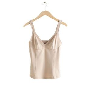 & Other Stories Fitted Tank Top Womens M Beige Tan Neutral Minimal medium